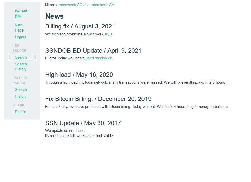 Robocheck - SSN DOB lookup service