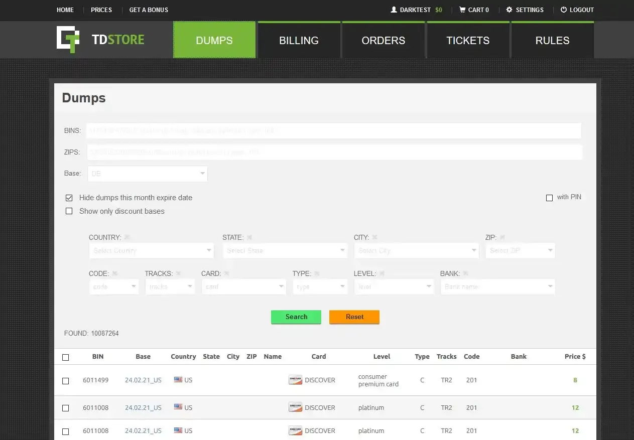 Trump's Dumps - Biggest Card Shop specialized in dumps