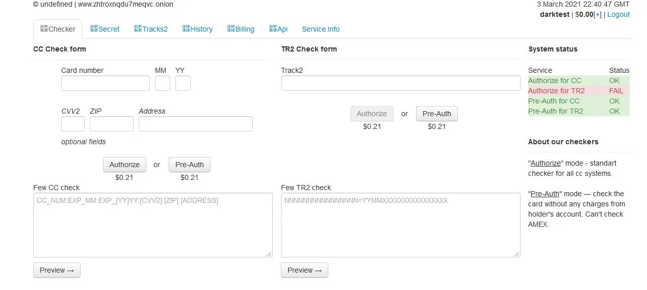 Undef (Undefined) -- CC Checker and Darknet Card Shop
