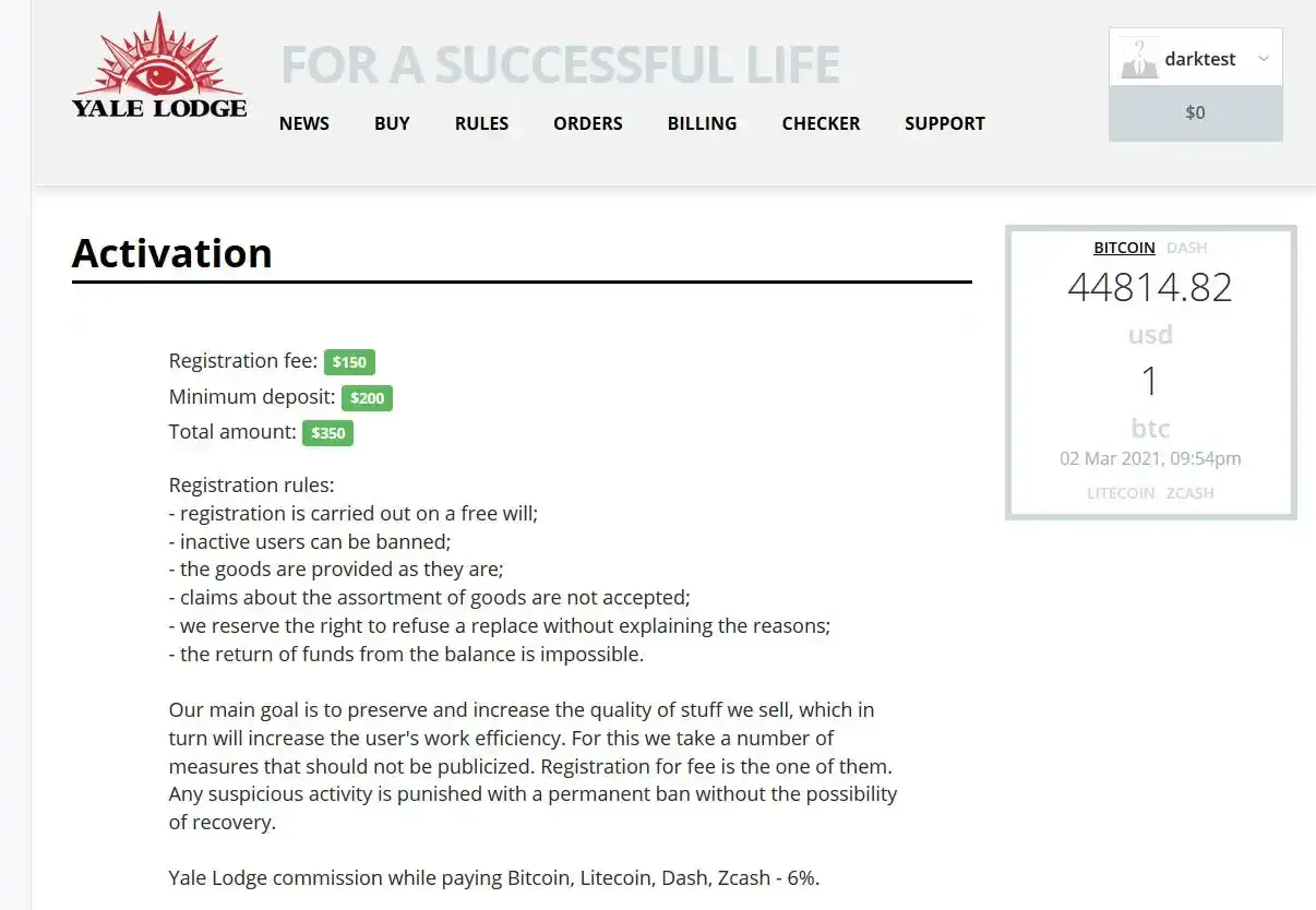 Yale Lodge - Private darknet card shop