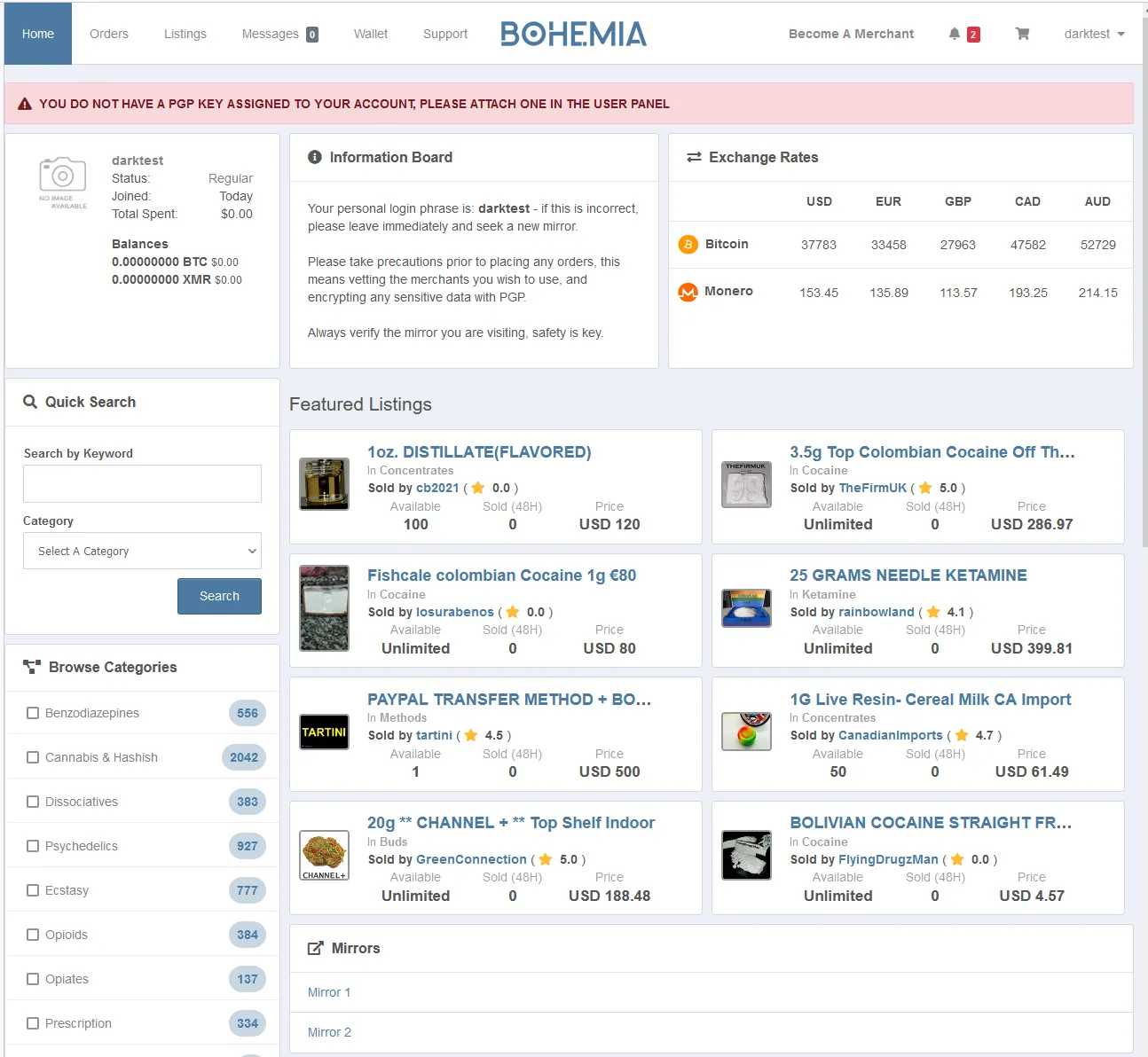 Bohemia - all purpose darknet market with focus on drugs
