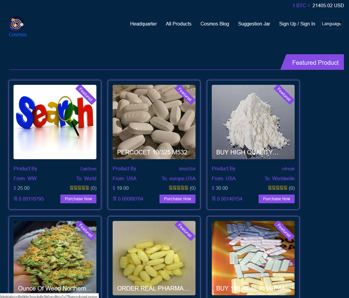 Cosmos Market is a all-purpose darknet market