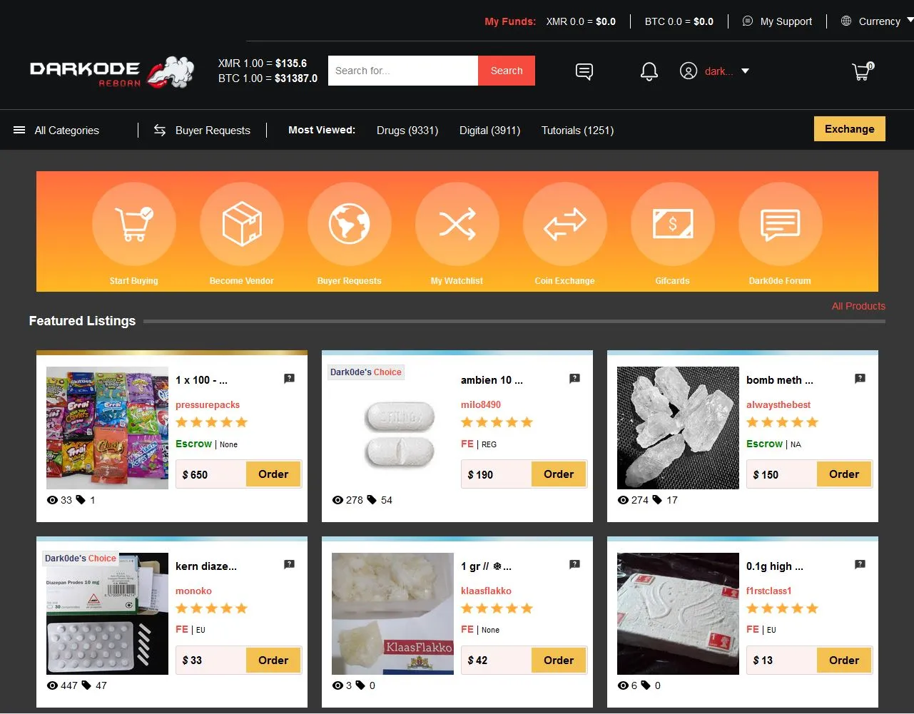 Dark0de Reborn - international all-purpose darknet market