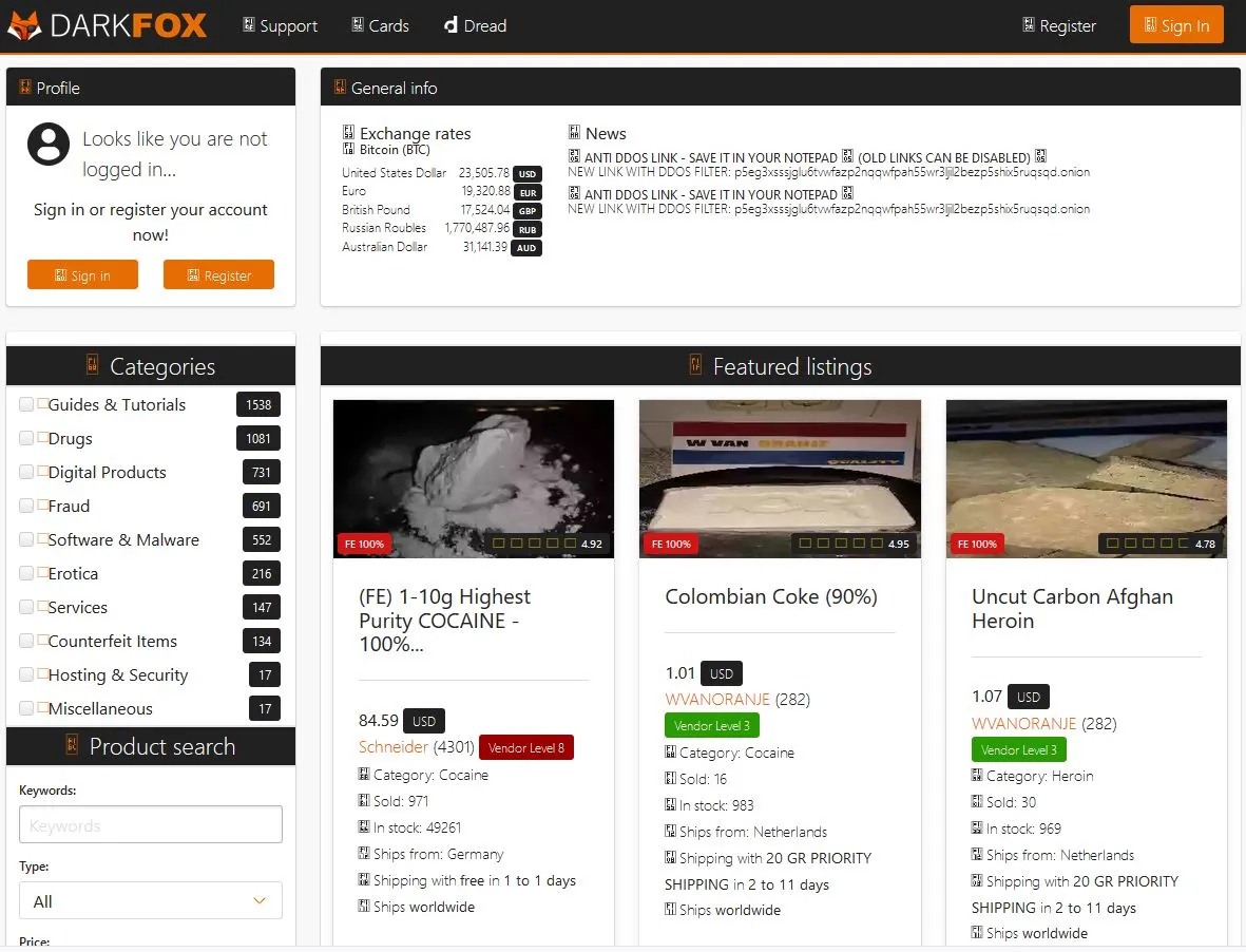 DarkFox - all-purpose international darknet market