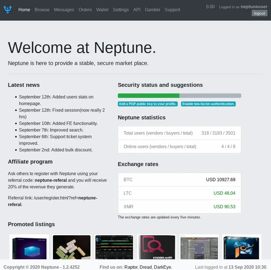Neptune - Traditional All-Purpose Darknet Market